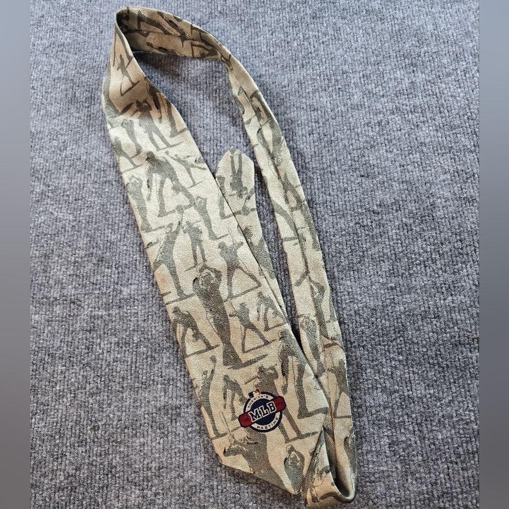 Vintage MLB Baseball Silk Tie All Over Print Players Novelty Necktie Sports Fan